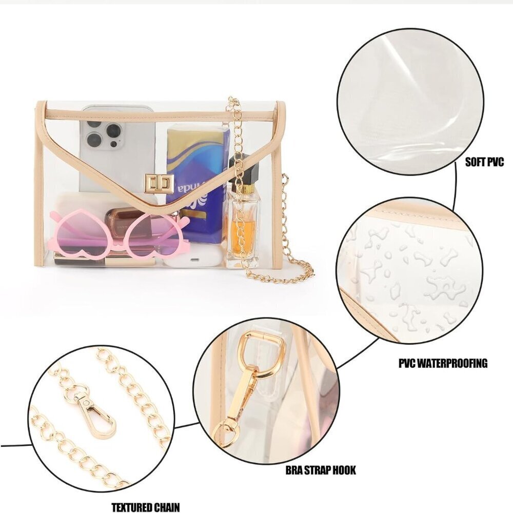 Clear PVC Crossbody Bag Women Stadium Approved Concert Festival Purse - Picture 2 of 7
